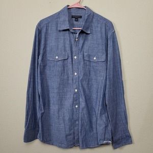 Banana Republic Men's L Long Sleeve Slim Fit Chambray Button Down Shirt Western